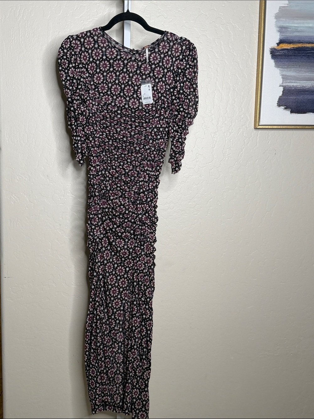 NWT Free People Med Floral Dress with Side Slit Retail $168 - Picture 4 of 8